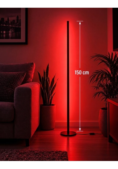 Led Lambader 150 Cm Rgb Mix Kumandalı Renk Geçişli 16 Renk Ambiyans Köşe Aydınlatma Siyah