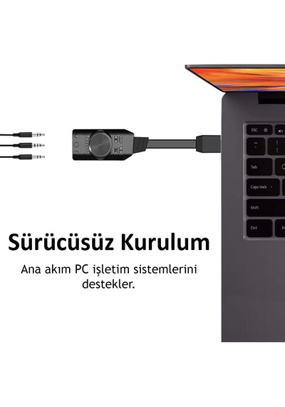 Usb Dsp Sound Card 7.1 Harici Ses Kartı Gaming Pubg Lol Valorant Mikrofonlu Kulaklık Adaptörü Tak Çalıştır