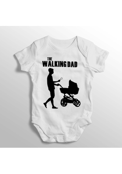 İmaj Tuğbababy The Walking Dad Yazılı Baskılı Bebek Zıbını Beyaz
