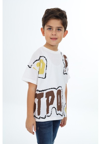 Toontoy Kids Toontoy Erkek Çocuk Stpo Baskılı Tişört Ekru