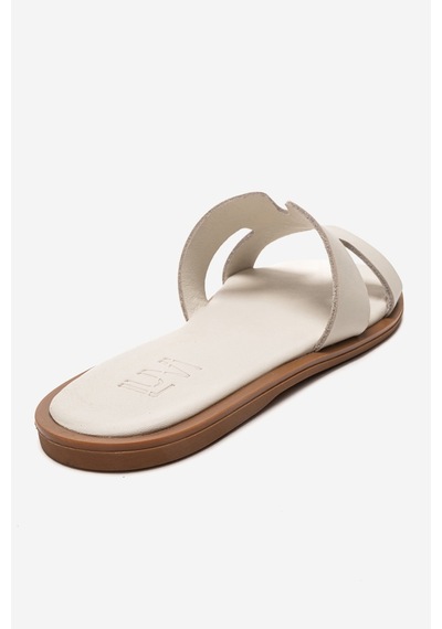 Luvishoes Bıora Ekru Hakiki Deri Kadın Terlik