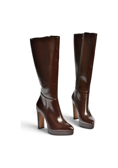 Fox Shoes V820660660 Kahverengi Rustik Kalın Platform Topuklu Kadın Çizme