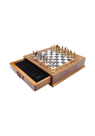 Saklamalı - 822 - Satranç Roma Oymalı Sc38s - 32cm, Siyah Tahta - Concepta - - Sc32s