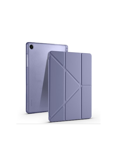 Galaxy Uyumlu Tab A11 Plus Kılıf Mkst Tri Folding Kalem Bölmeli Standlı Kılıf - Mor Tablet Kılıfı