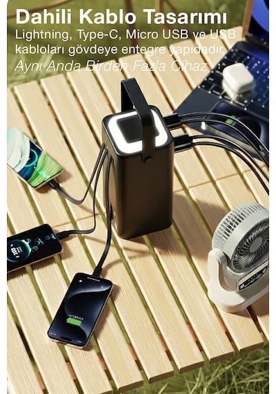 80.000mah Kamp 30w 22.5w Qc Hızlı Şarjlı Dahili Usb-c Kablolu Led Işıklı Dijital Göstergeli Taşınabilir Güç İstasyonu