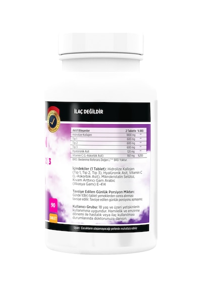 Collagen Tip 1 Tip 2 Tip 3 Hyaluronik Asit Vitamin C 90 Tablet
