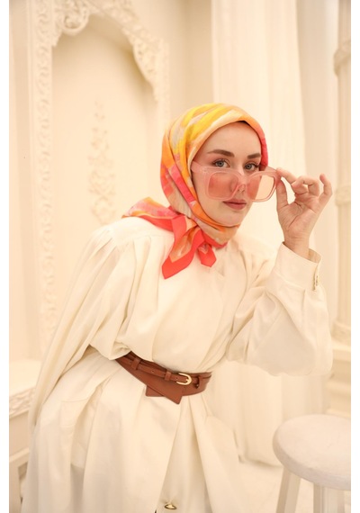Silk Home Olinda İpek Eşarp 47001-12 Mercan, Bej, Pembe, Bordo, Ekru