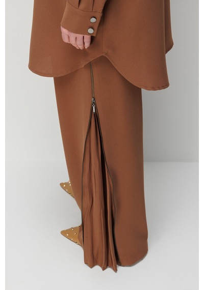 Esswaap Cep Detaylı Pantolonlu Takım Camel Camel