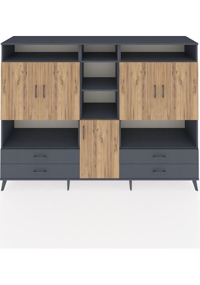 Hyperion Dolap 12 Raflı 4 Çekmeceli 5 Kapaklı 220x44x163 Antrasit Antrasit-çam/antrasit Hyperion Dolap 12 Raflı 4 Çekmeceli 5 Kapaklı 220x44x163 Antrasit Antrasit-çam/antrasit