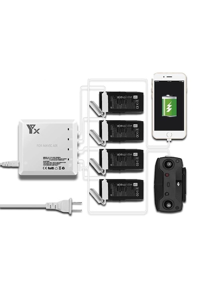 DJI Mavic Air 6 in 1 Çoklu Hızlı Pil Şarj Cihazı 2 USB Çıkışlı