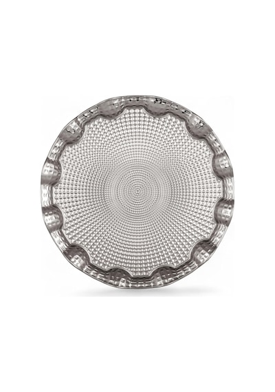 Osmanlı Motifli Yuvarlak Metal Servis Tepsisi 2 Kişilik Sunum Tepsisi, 25 Cm, 260 G, Gold Ve Gümüş Renk Seçeneği Gümüş Grisi