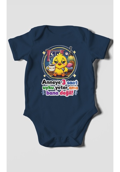 Morivokids Anneye Özel Kısa Kollu Bebek Body %100 Pamuk Zbn245-kk Lacivert