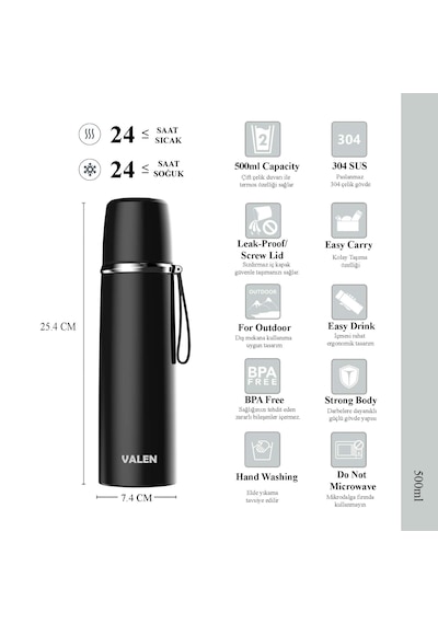 Çift Duvarlı Vakumlu Termos 500ml