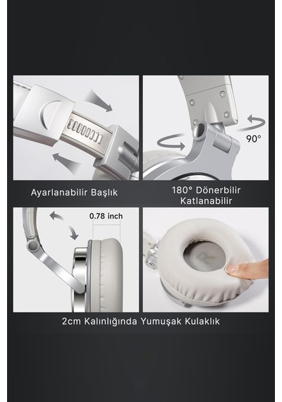 Pro 10 Yüksek Çözünürlüklü Hi-res Stüdyo Kayıt Ve Miksaj Dj Stereo Kablolu Kulak Üstü Kulaklık