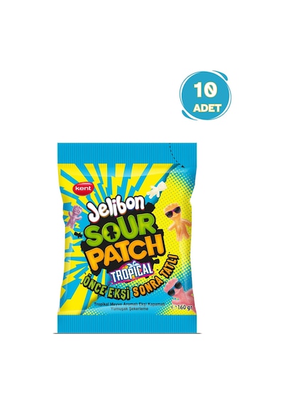 Kent Jelibon Sour Patch Tropikal Meyve Aromalı Yumuşak Şekerleme 10 x 160 G