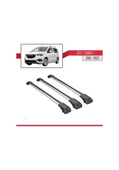 Opel Combo E 2019-2022 Arası İle Uyumlu Ace-1 Ara Atkı Tavan Barı Gri 3 Adet Bar