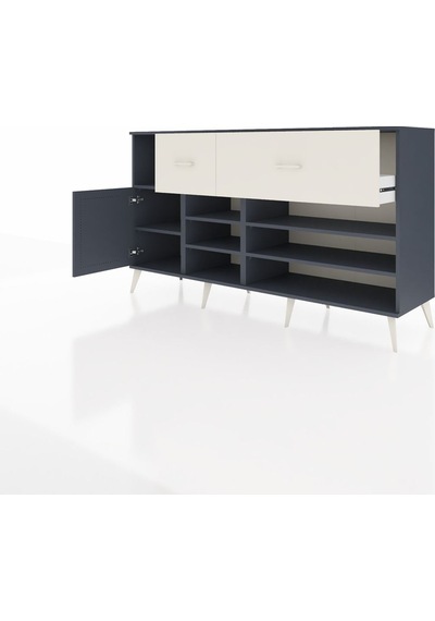 Hyperion Konsol 6 Raflı 2 Çekmeceli Tek Kapaklı 176x44x99 Antras Antrasit-antrasit/aytaşı Hyperion Konsol 6 Raflı 2 Çekmeceli Tek Kapaklı 176x44x99 Antras Antrasit-antrasit/aytaşı
