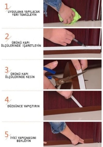 3M Kapı Pencere Yalıtım Şeridi Yapışkanlı Rüzgar Engelleyici Şeffaf 3 Metre