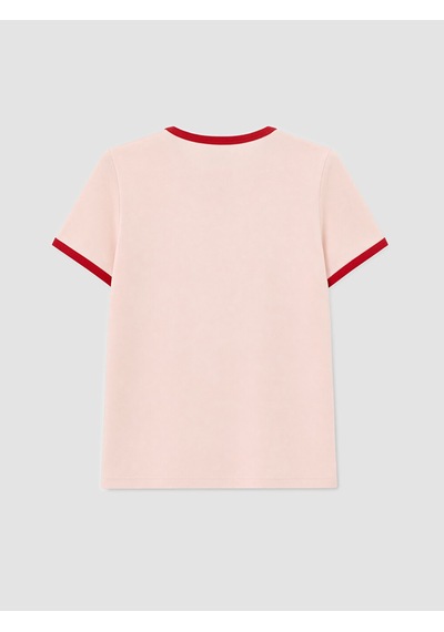 Lcw Modest Pembe Bisiklet Yaka Baskılı Kadın Tişört