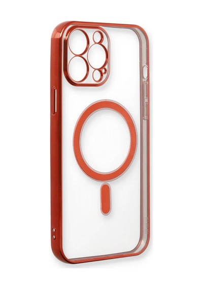 Newface - 15 - İphone 13 Pro Max Kılıf Magneticsafe Lazer Silikon - Matxzngz - - Kırmızı
