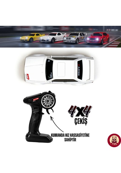 Uzaktan Kumandalı Mini Drift Bmw Evo30 Model Araba Dahili Şarjlı Işıklı 4x4 Taşıma Kumandalı Hız Hassasiyetli Ve Kademeli ,kuka Ve Drift Tekerleri Hediye 1:43 Ölçek Beyaz