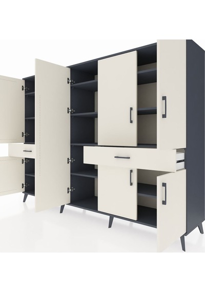 Hyperion Dolap 12 Raflı 2 Çekmeceli 8 Kapaklı 220x44x163 Antrasit Antrasit-aytaşı Hyperion Dolap 12 Raflı 2 Çekmeceli 8 Kapaklı 220x44x163 Antrasit Antrasit-aytaşı