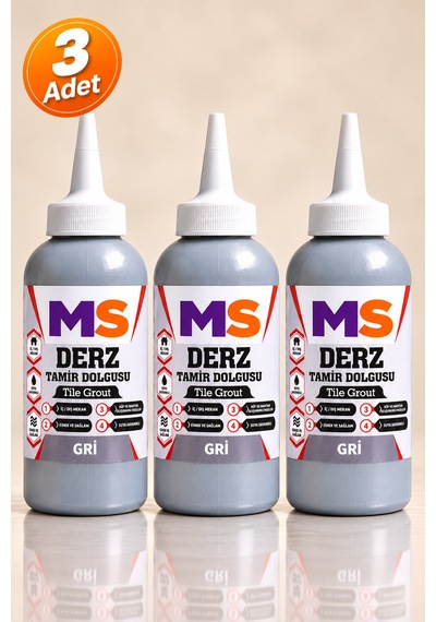 3 Adet Gri Renk Hazır Derz Arası Tamir Dolgusu 220 Gr Fayans Seramik Yenileyici Yenileme Dolgu