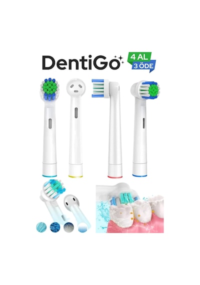 Braun - Oral B Şarjlı Ve Pilli Diş Fırçası Uyumlu 4 Adet Yedek Başlık
