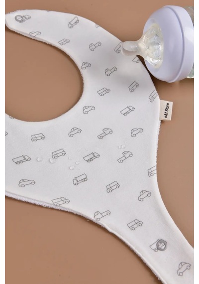 E&f Store Sıvı Geçirmez Emzik Tutucu Mama Önlüğü - Arabalar Çok Renkli