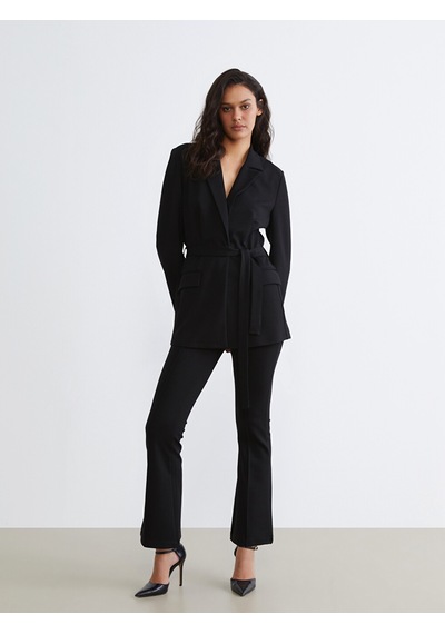 Lcw Vision Siyah Beli Kuşaklı Kadın Blazer Ceket