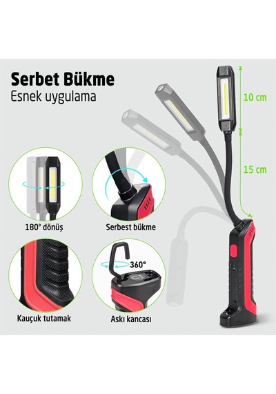Rox 0220 Şarjlı Çok Amaçlı Esnek Boyunlu Çalışma Feneri 1000 Lm