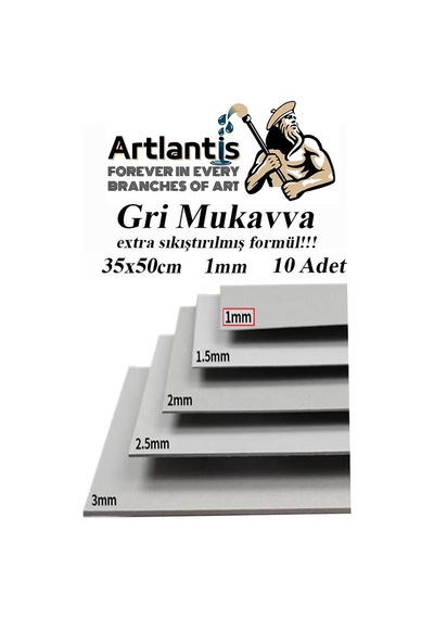 Mukavva Gri 1 mm 35x50 cm 10 Adet Sert Karton Ekstra Sıkıştırılmış 35*50 Mukavva Gri Renkli 10 Adet