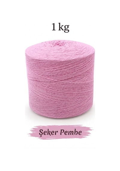 1 Kg Pamuklu El Örgü İpi Runner İpi- Amigurumi Koton İp Punch İpi Motif Şeker Pembe Renk