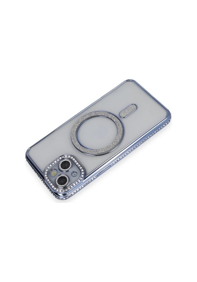 Apple iPhone Uyumlu  13 Kılıf Joke Simli Magneticsafe Kılıf - Mavi