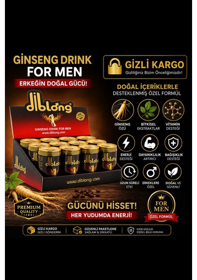Diblong Ginseng Drink For Men Enerji İçeceği 12'li Paket Ginseng Özlü Vitamin Destekli İçecek