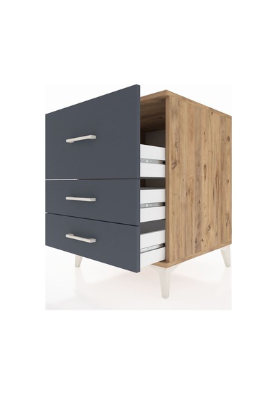 Kronos Komodin 3 Çekmeceli 60x59x80 Çam-antrasit Çam