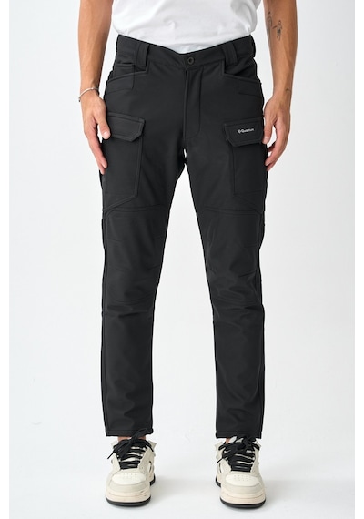 Dechers Soft Shell Rüzgar, Su & Soğuk Geçirmez İçi Polarlı Kışlık Taktik Pantolon E218-13 Siyah