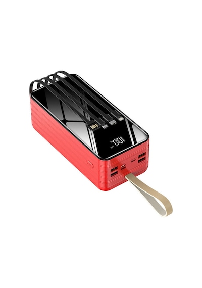 80000mah Powerbank Fast Charge Hızlı Şarj Özellikli 4 Usb Çıkışlı Led Işıklı Pd Taşınabilir Şarj Kırmızı