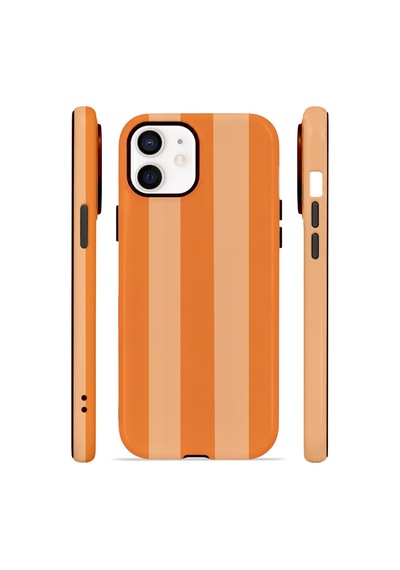 Apple iPhone Uyumlu 11 Vorian Çift Katmanlı Magsafe Kılıf Orange Cream Stripe