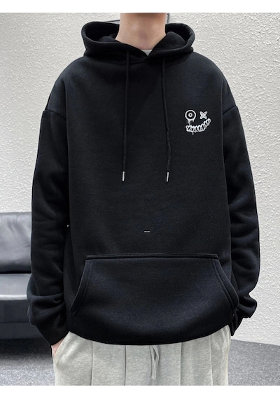 Erkek Siyah Smile Baskılı Oversize Swetshirt Benisengiydirsmilesweat Siyah