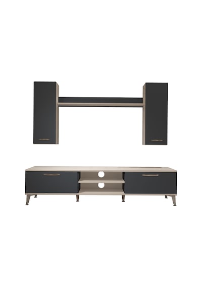 Decoraktiv Eko 7 Mdf Dvd Silver Tv Ünitesi Tv Sehpası Beyaz - Antrasit
