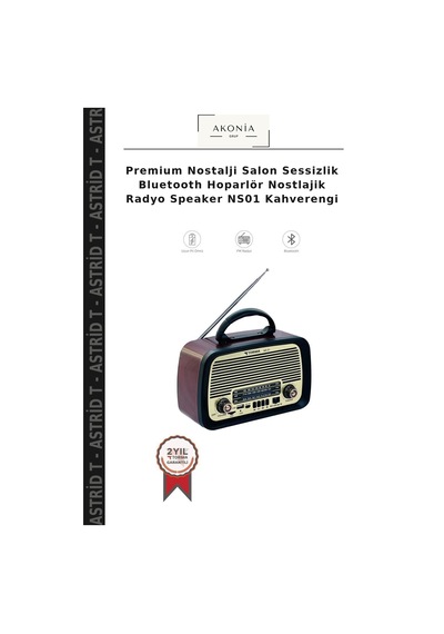 Premium Nostalji Salon Sessizlik Bluetooth Hoparlör Nostlajik Radyo Speaker Ns01 Kahverengi