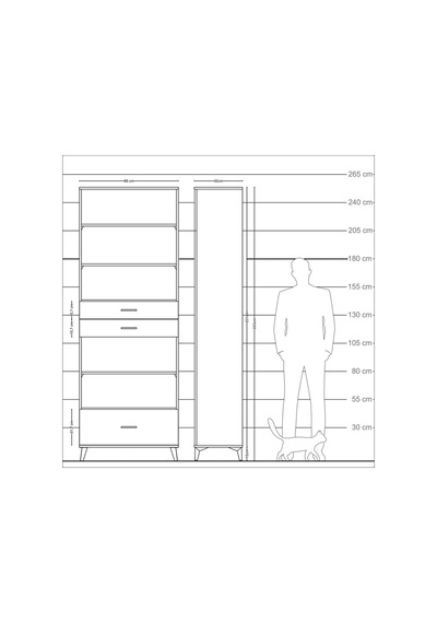 Arges Dolap 5 Raflı 3 Çekmeceli 88x30x243 Aytaşı-aytaşı Aytaşı