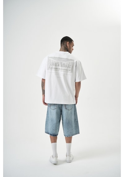 Respire Erkek Da Vinci Baskılı Oversize T-shirt Beyaz