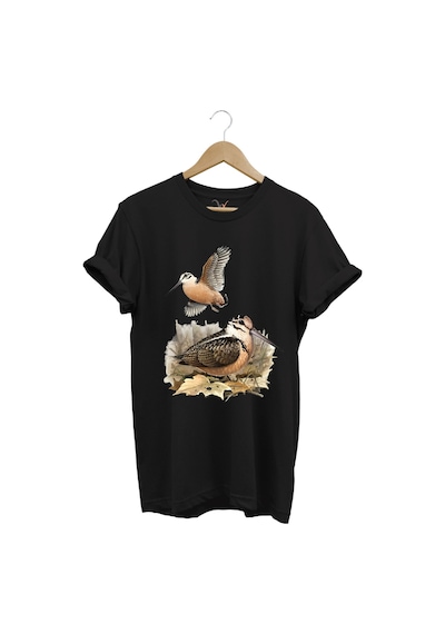 Avcılık Hunter Çulluk Avcılığı Baskılı %100 Pamuk Regular Fit Siyah T-shirt Siyah