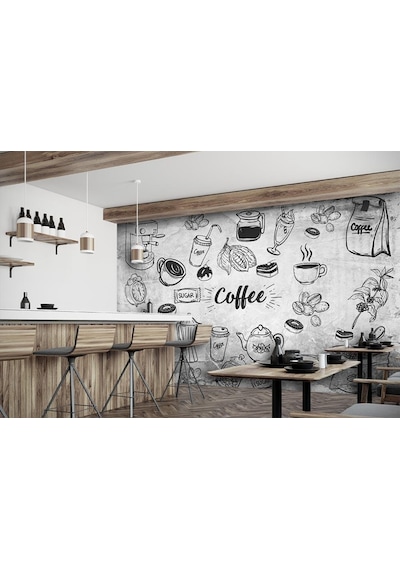 Coffee Kafe Için Özel Tasarım Duvar Kağıdı (415201870)