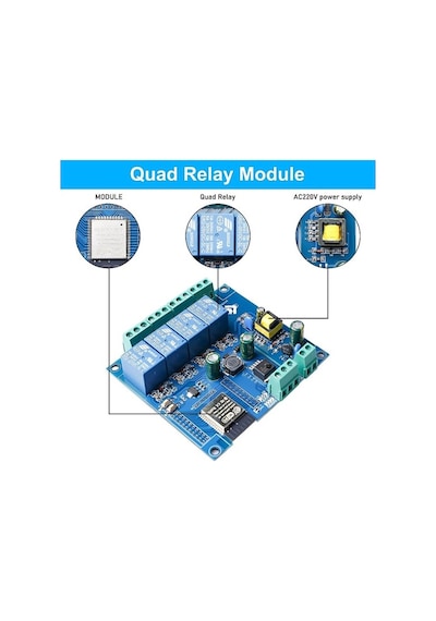 Esp32 Wifi Bluetooth 4 Kanal Röle Kartı Esp32-wroom-32e Ac 220v / Dc 5-30v Besleme Destekli