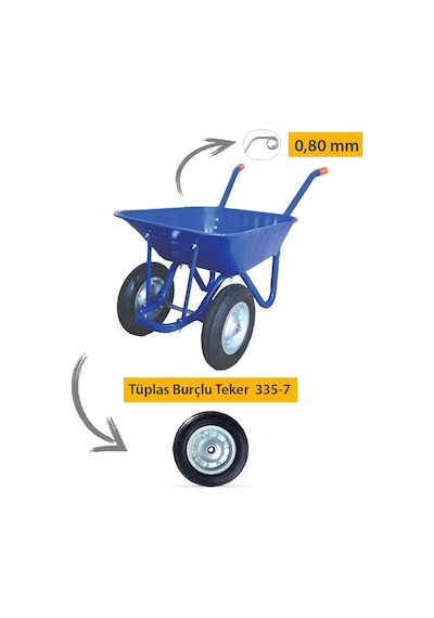 Kanat Iki Tekerlek Demonte El Arabası 0.80 Mm Sac