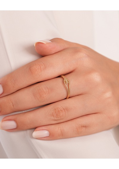 Debora Jewelry 14 Ayar Altın Taşlı Halat Model Yüzük