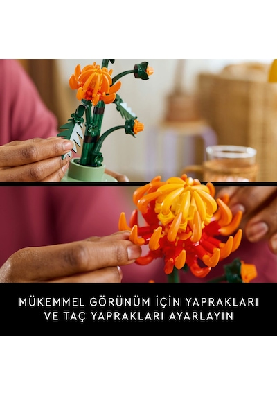 LEGO® Botanicals Krizantem 10368 – Yetiskinler için Pastel Yesil Saksi Içeren Dekoratif Çiçek Modeli Yapim Seti (278 Parça)